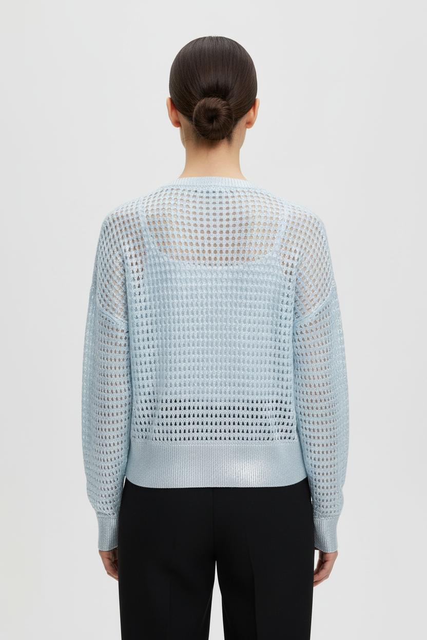 Desigual Damen Strickpullover Blau Silber Größe S