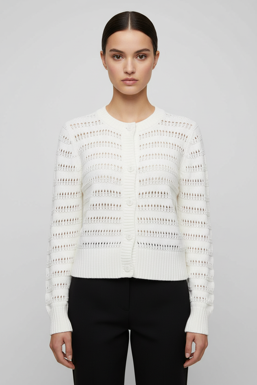 ESPRIT Damen Strickjacke Weiß Größe S