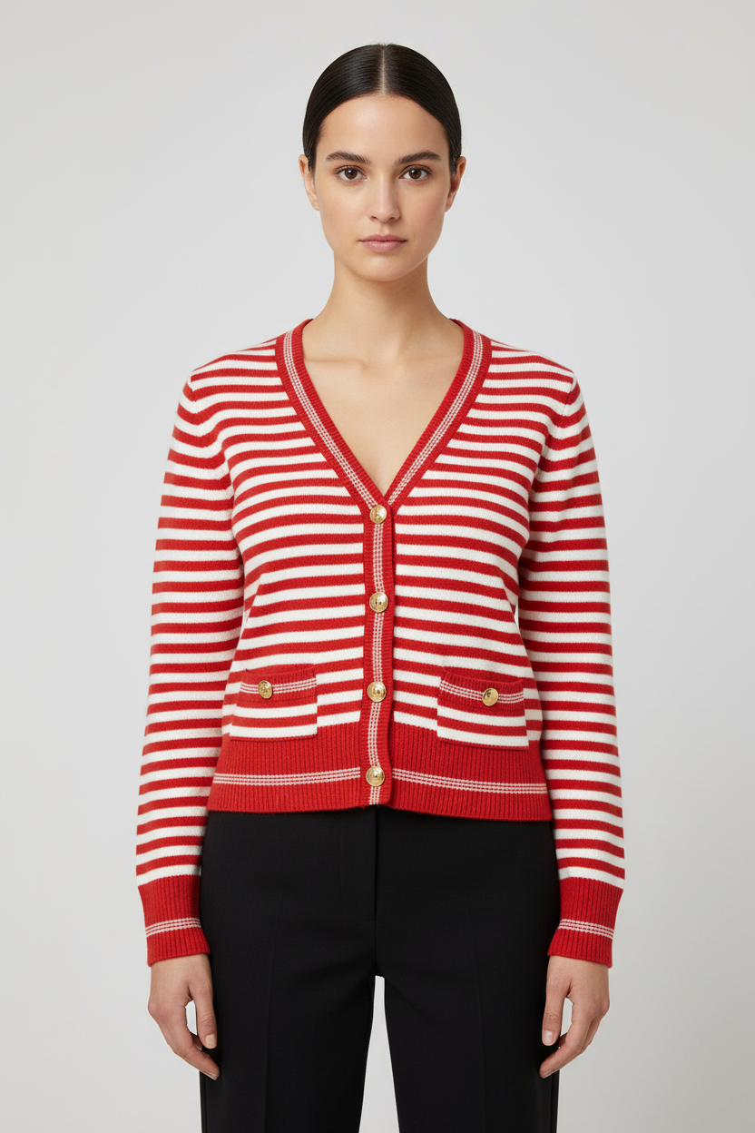 Guess Damen Strickjacke Rot Weiß Größe S