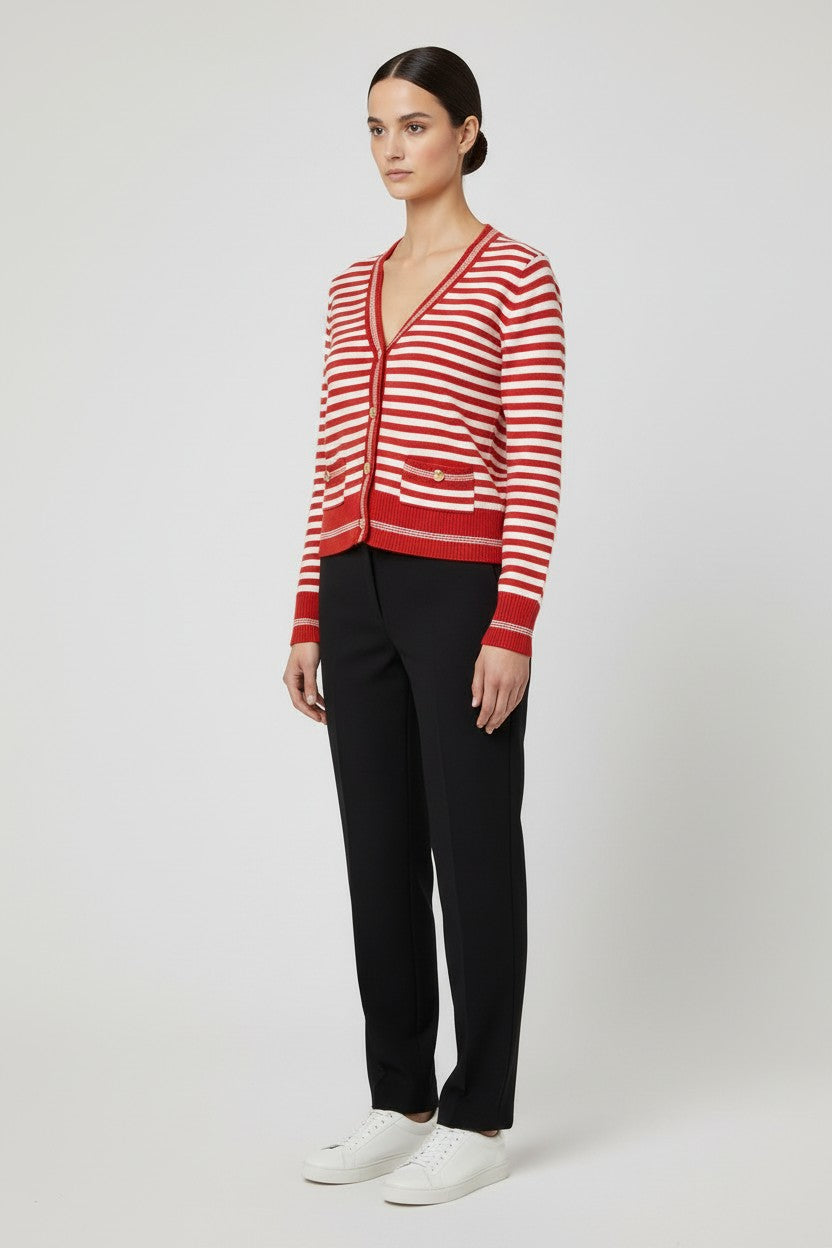 Guess Damen Strickjacke Rot Weiß Größe S