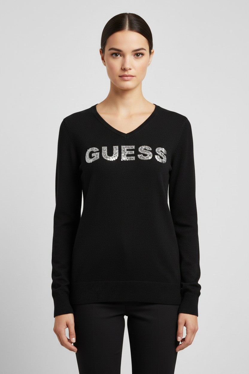 Guess Damen Strickpullover Schwarz Größe 44