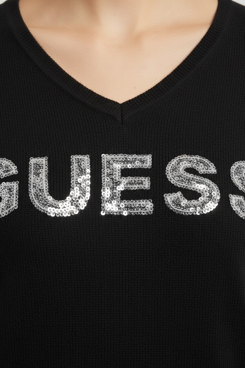 Guess Damen Strickpullover Schwarz Größe 44