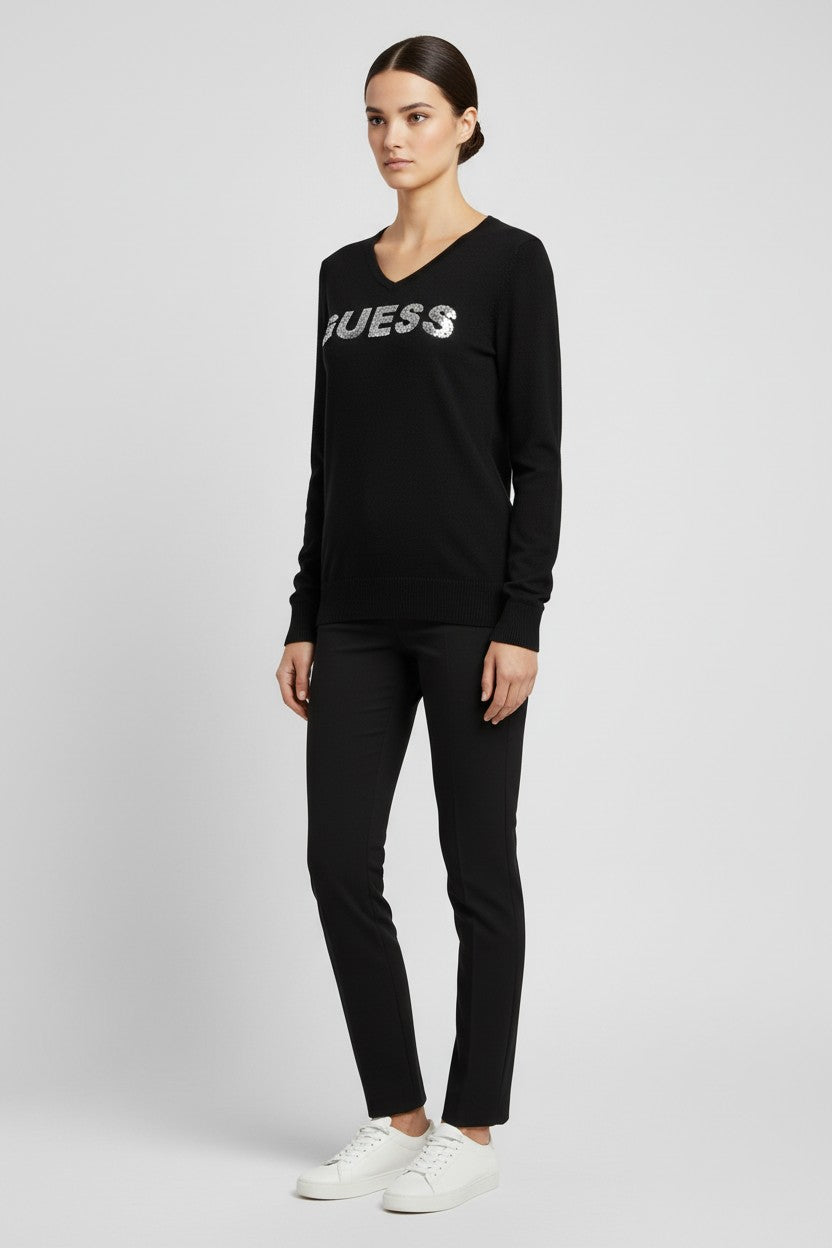 Guess Damen Strickpullover Schwarz Größe 44