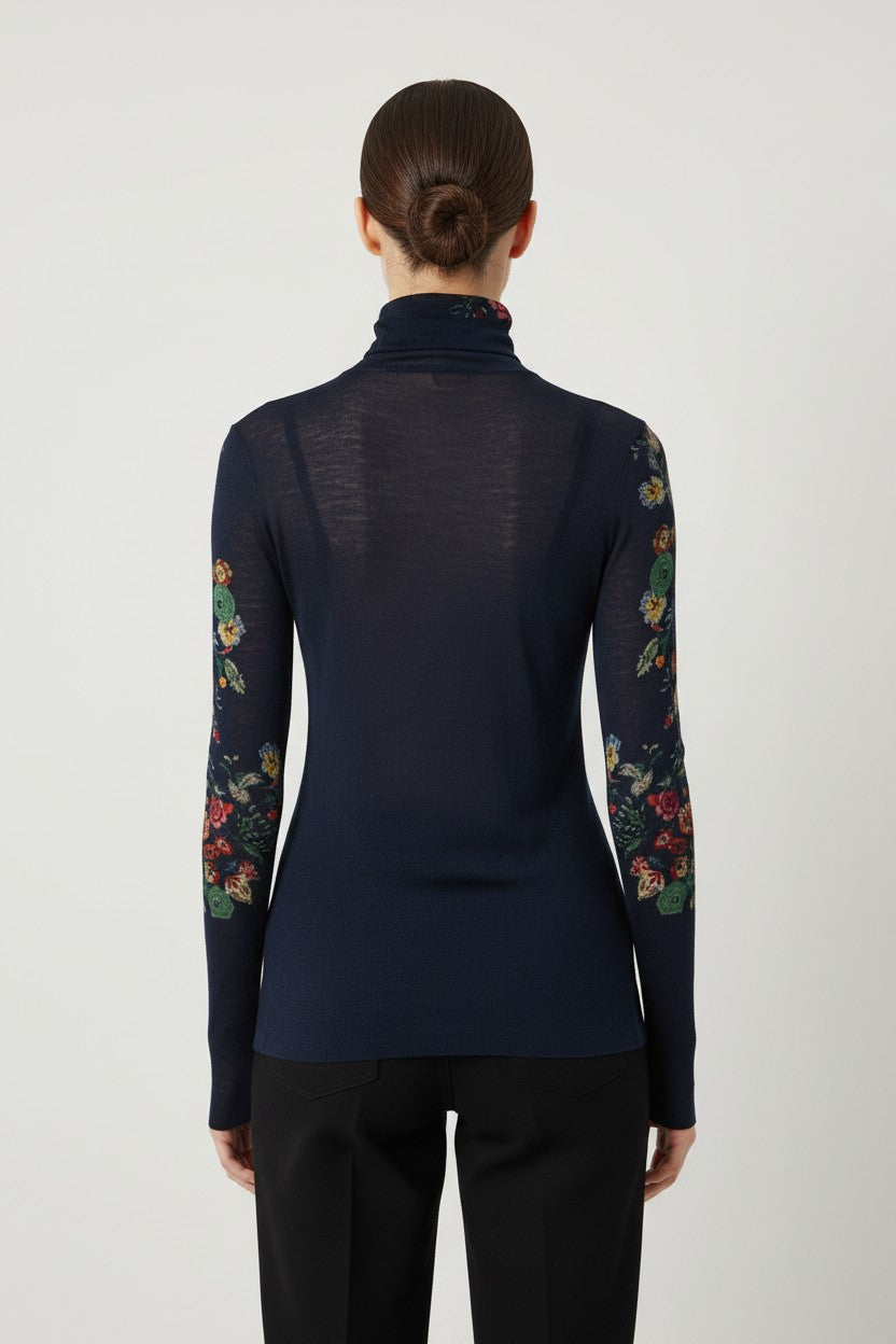 Desigual Damen Rollkragenpullover Blau Mehrfarbig Größe M