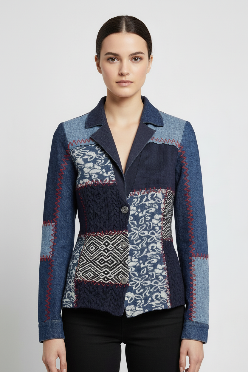 Desigual Damen Strickjacke Blau Mehrfarbig Größe M