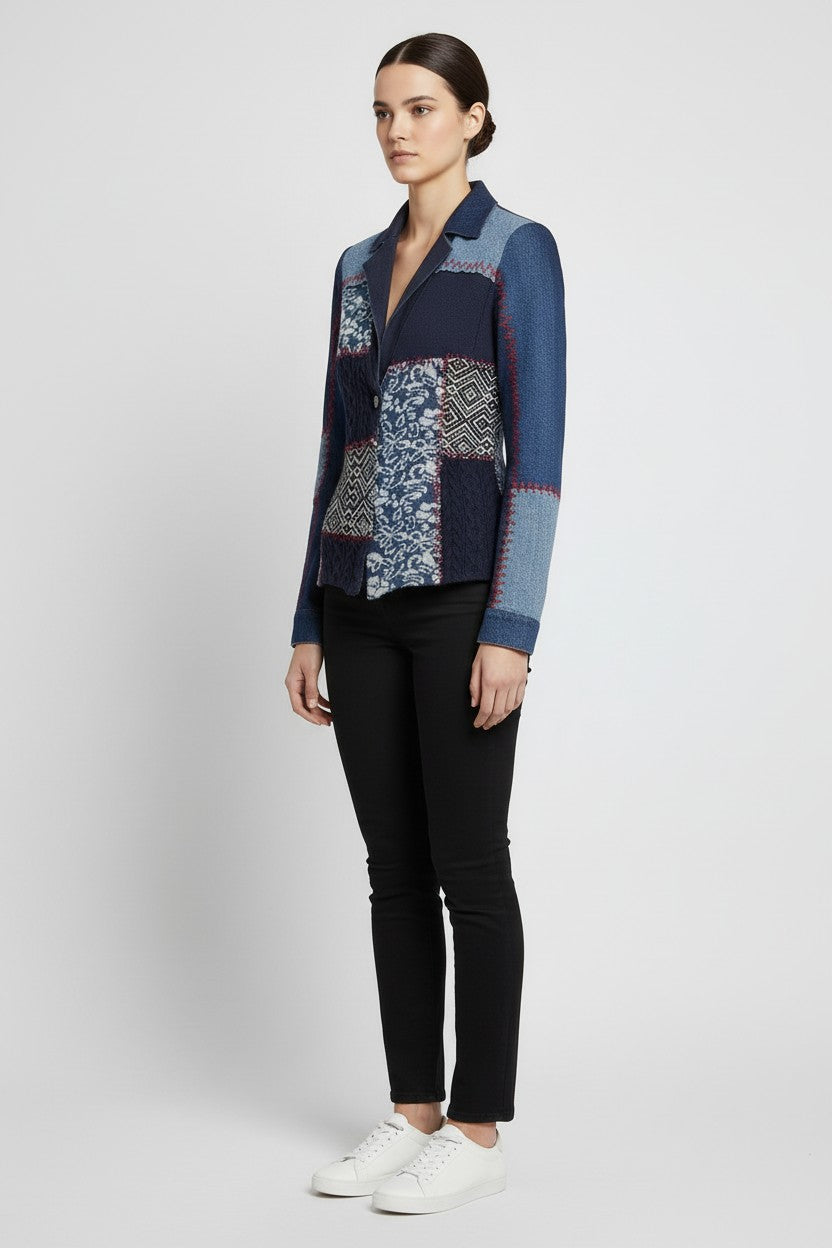 Desigual Damen Strickjacke Blau Mehrfarbig Größe M