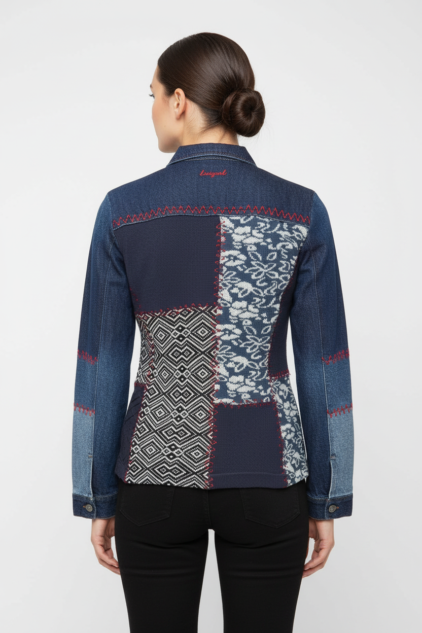 Desigual Damen Strickjacke Blau Mehrfarbig Größe M