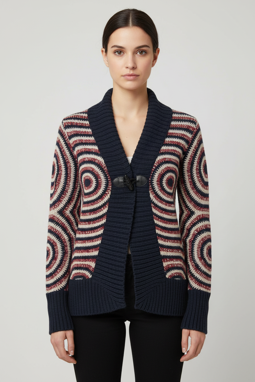 Desigual Damen Strickjacke Blau Rot Weiß Mehrfarbig Größe M