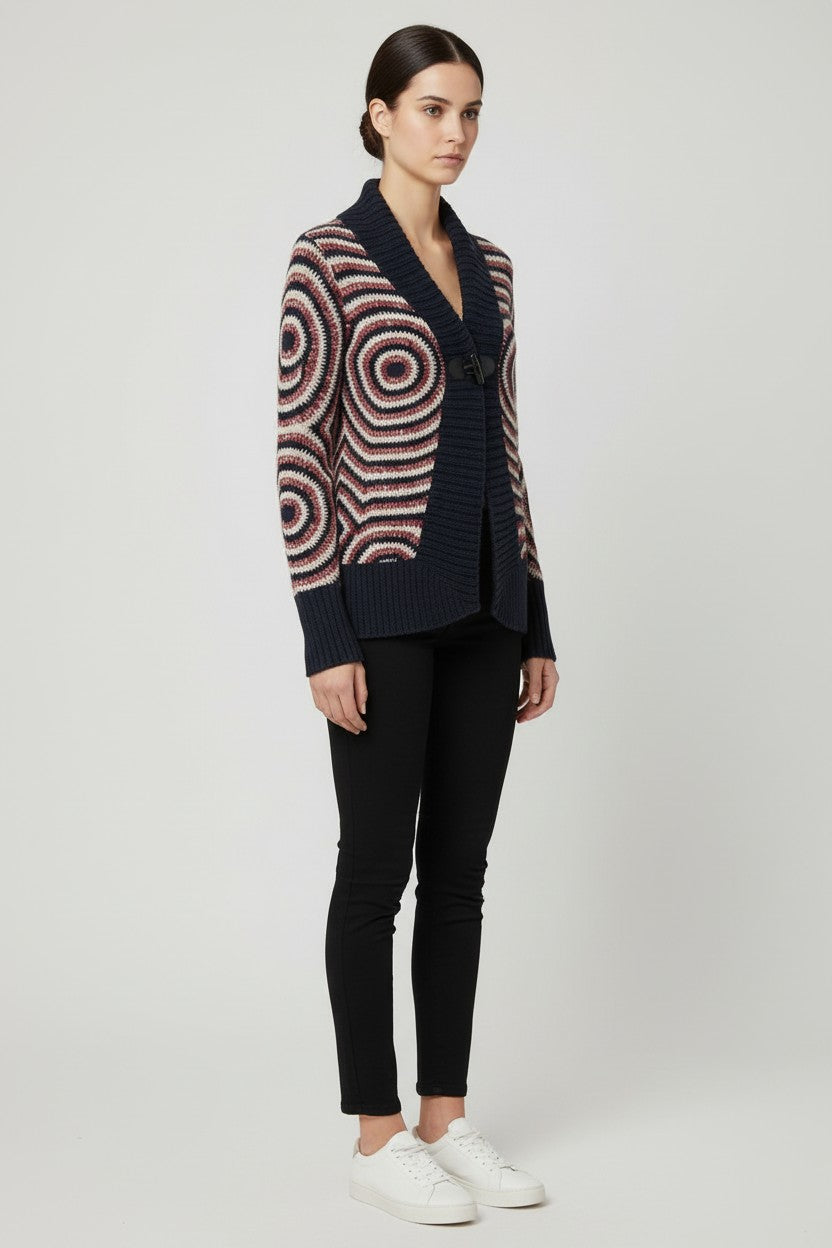 Desigual Damen Strickjacke Blau Rot Weiß Mehrfarbig Größe M
