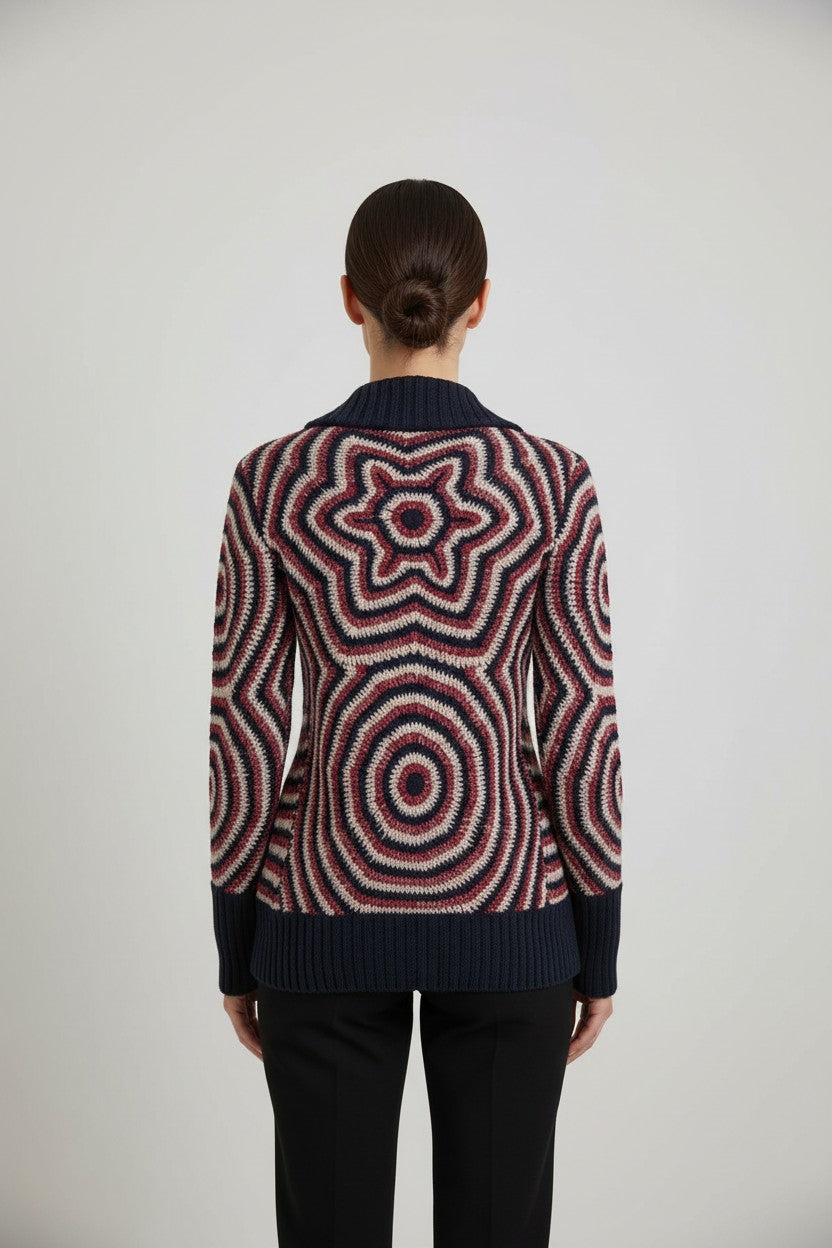 Desigual Damen Strickjacke Blau Rot Weiß Mehrfarbig Größe M