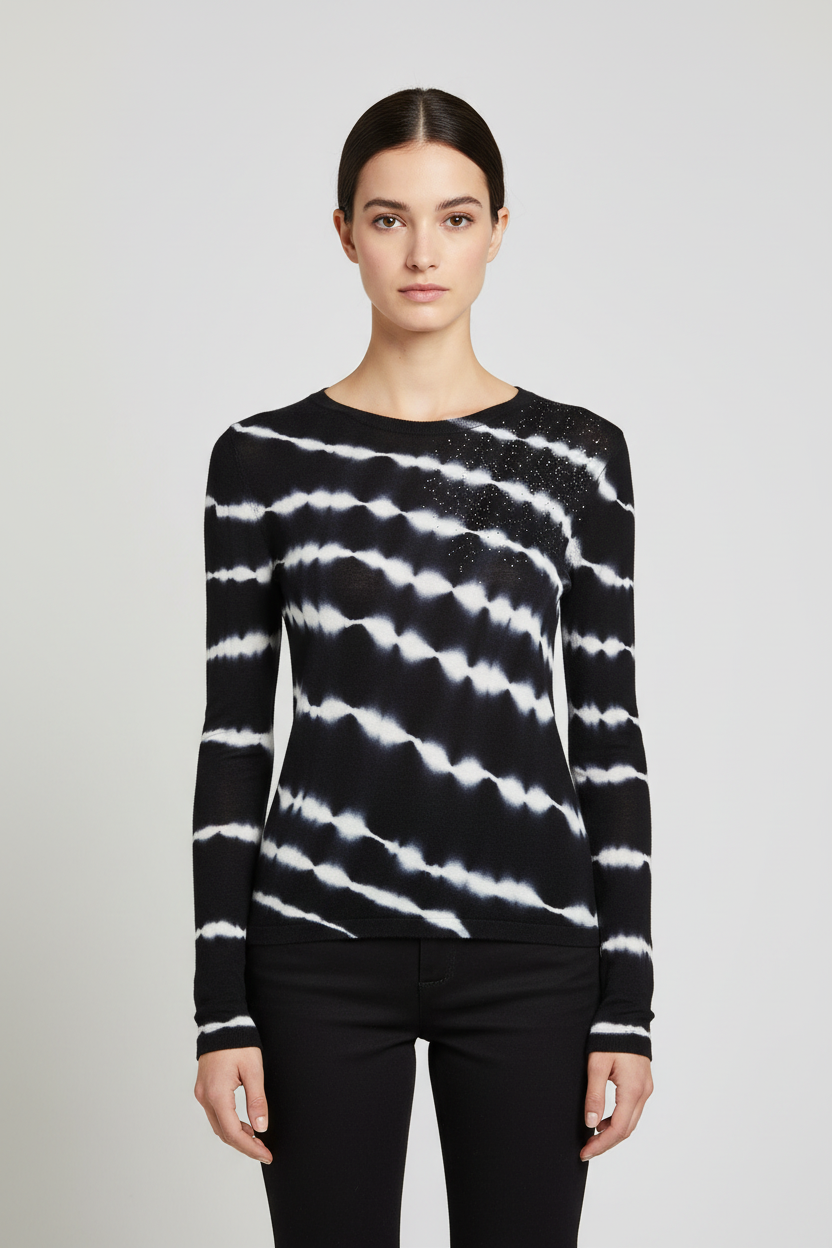 Desigual Damen Strickpullover Blau Weiß Größe S