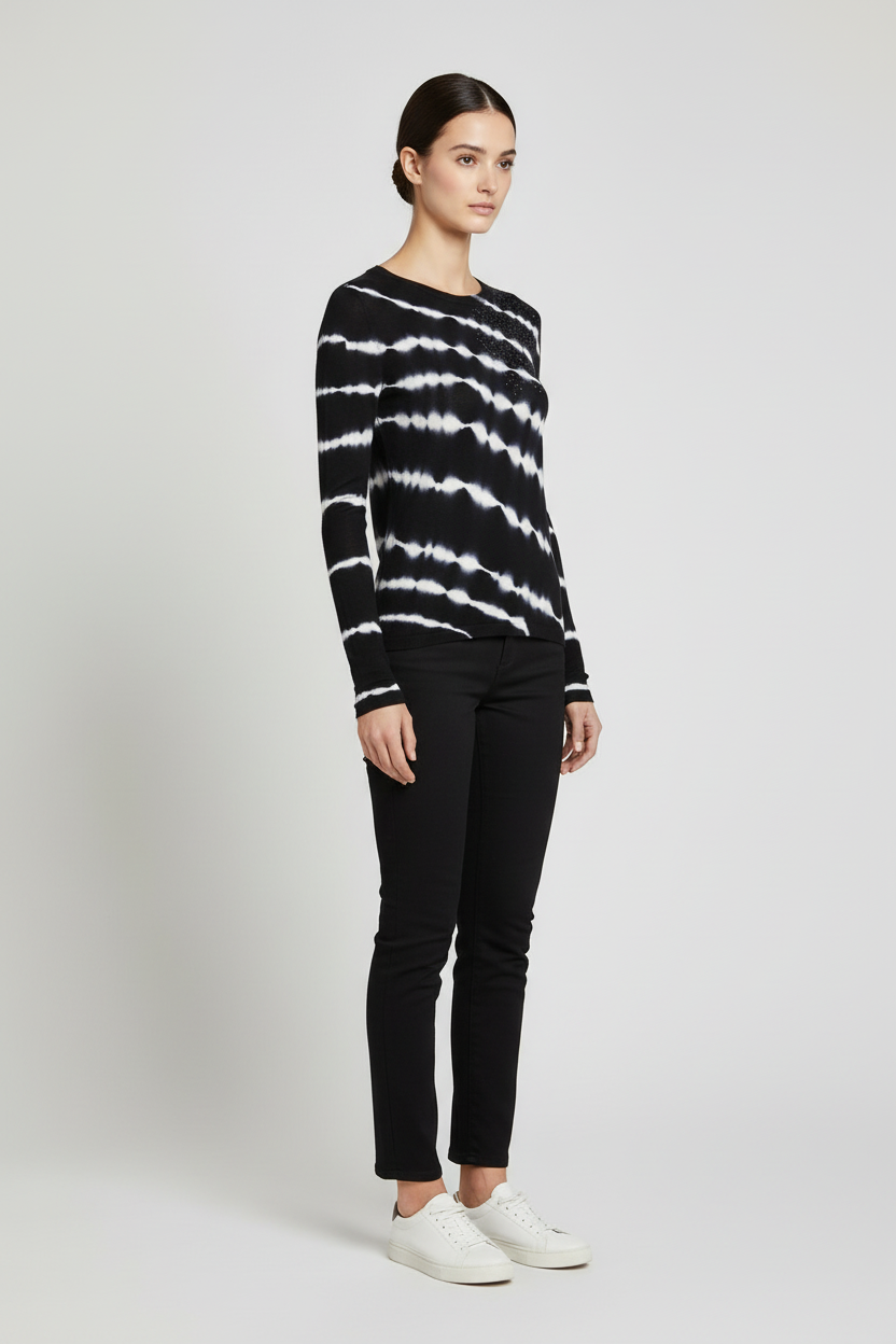 Desigual Damen Strickpullover Blau Weiß Größe S