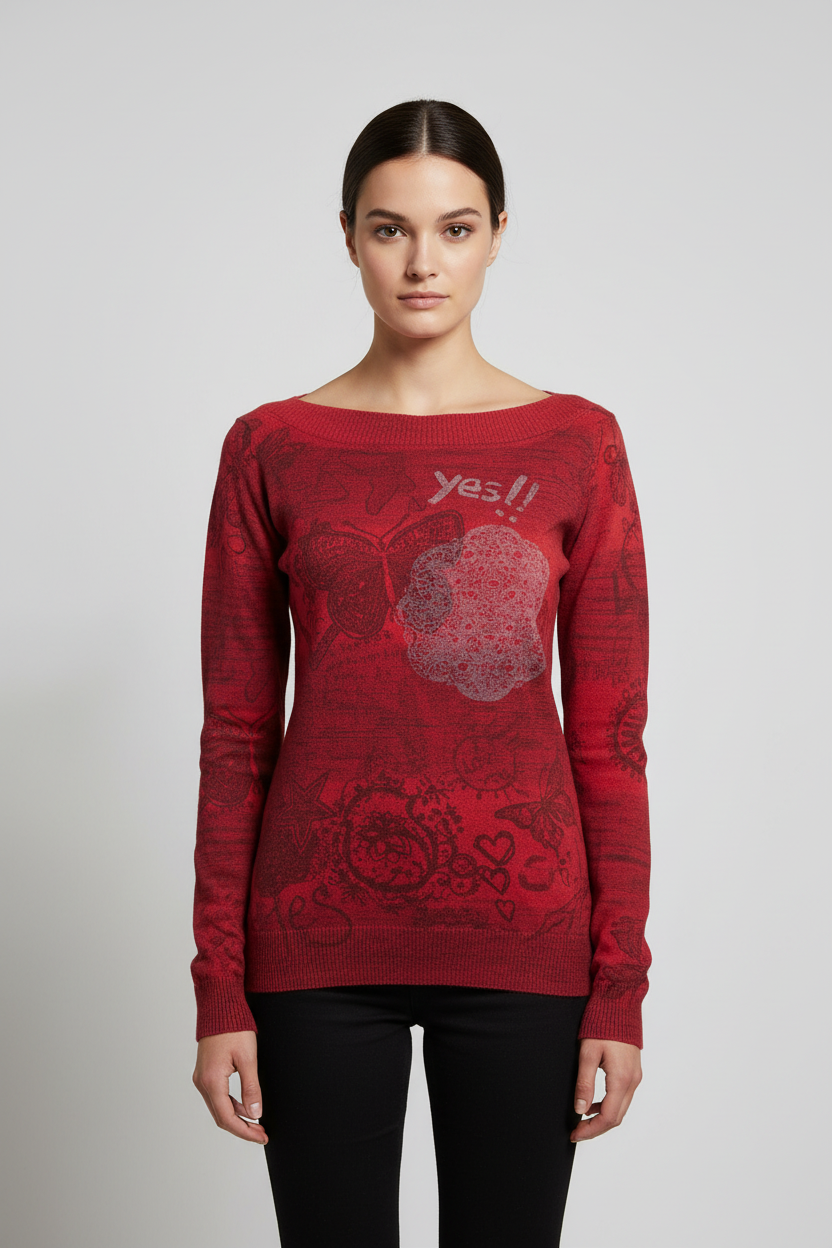 Desigual Damen Strickpullover Rot Größe L