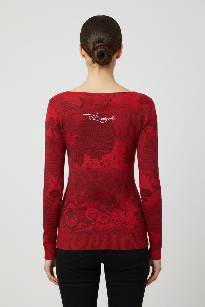 Desigual Damen Strickpullover Rot Größe L