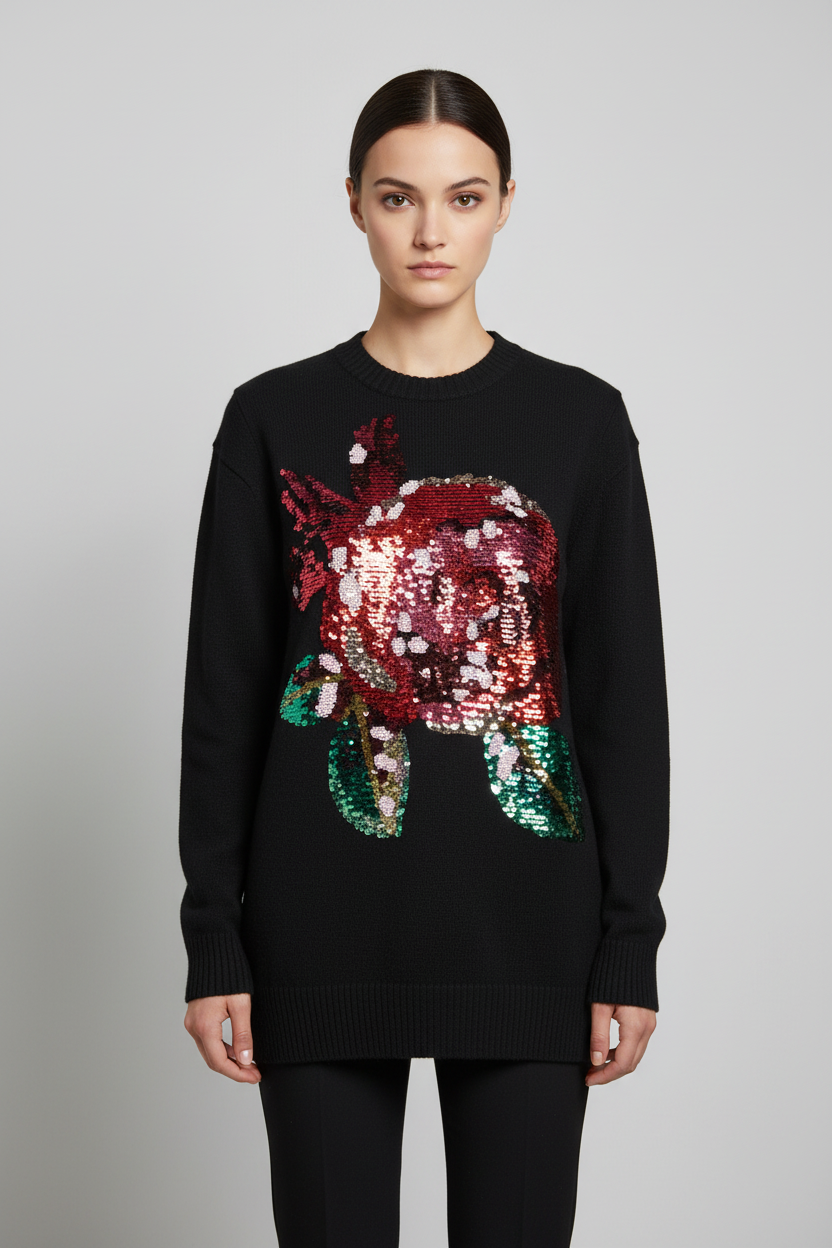 Desigual Damen Strickpullover Schwarz Größe M