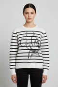 Desigual Damen Strickpullover Weiß Schwarz Größe L