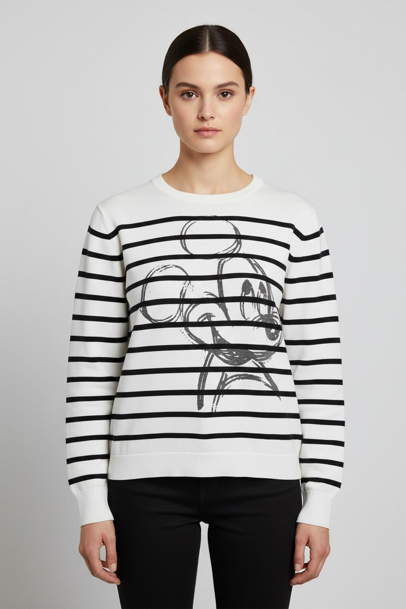 Desigual Damen Strickpullover Weiß Schwarz Größe L