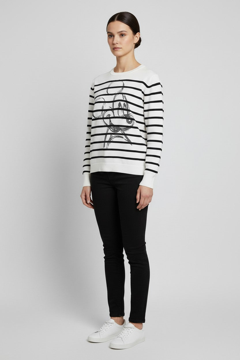 Desigual Damen Strickpullover Weiß Schwarz Größe L