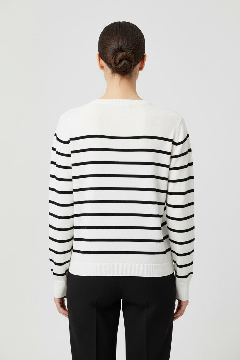Desigual Damen Strickpullover Weiß Schwarz Größe L