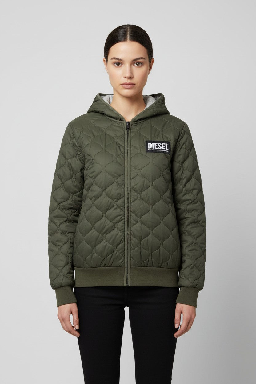 Diesel Damen Kapuzenpullover Grün Grau Größe M