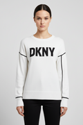DKNY Damen Sweatshirt Weiß Schwarz Größe M