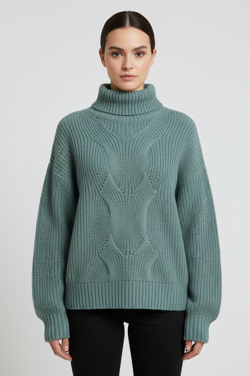 ESPRIT Damen Rollkragenpullover Grün Größe M
