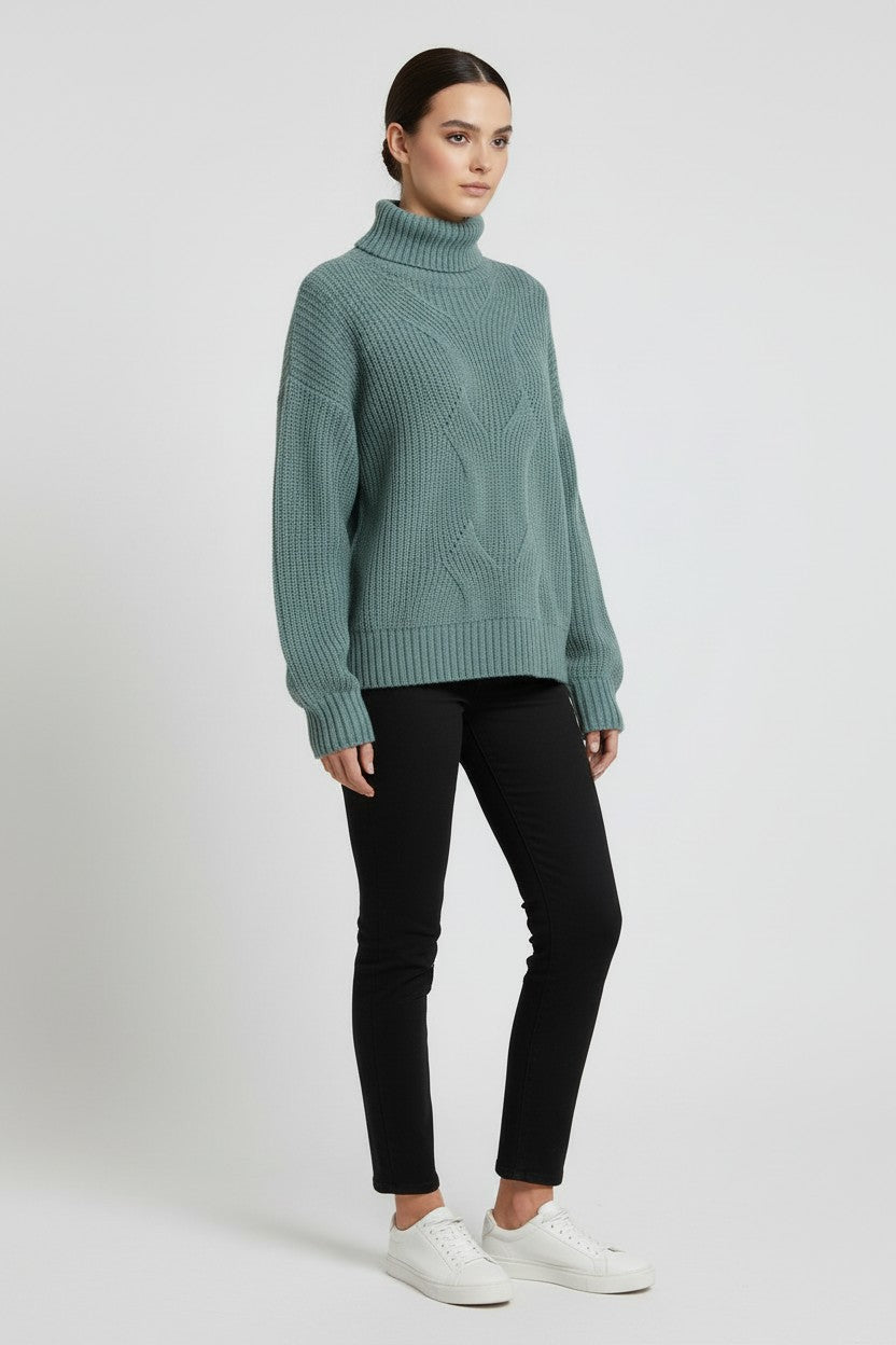ESPRIT Damen Rollkragenpullover Grün Größe M