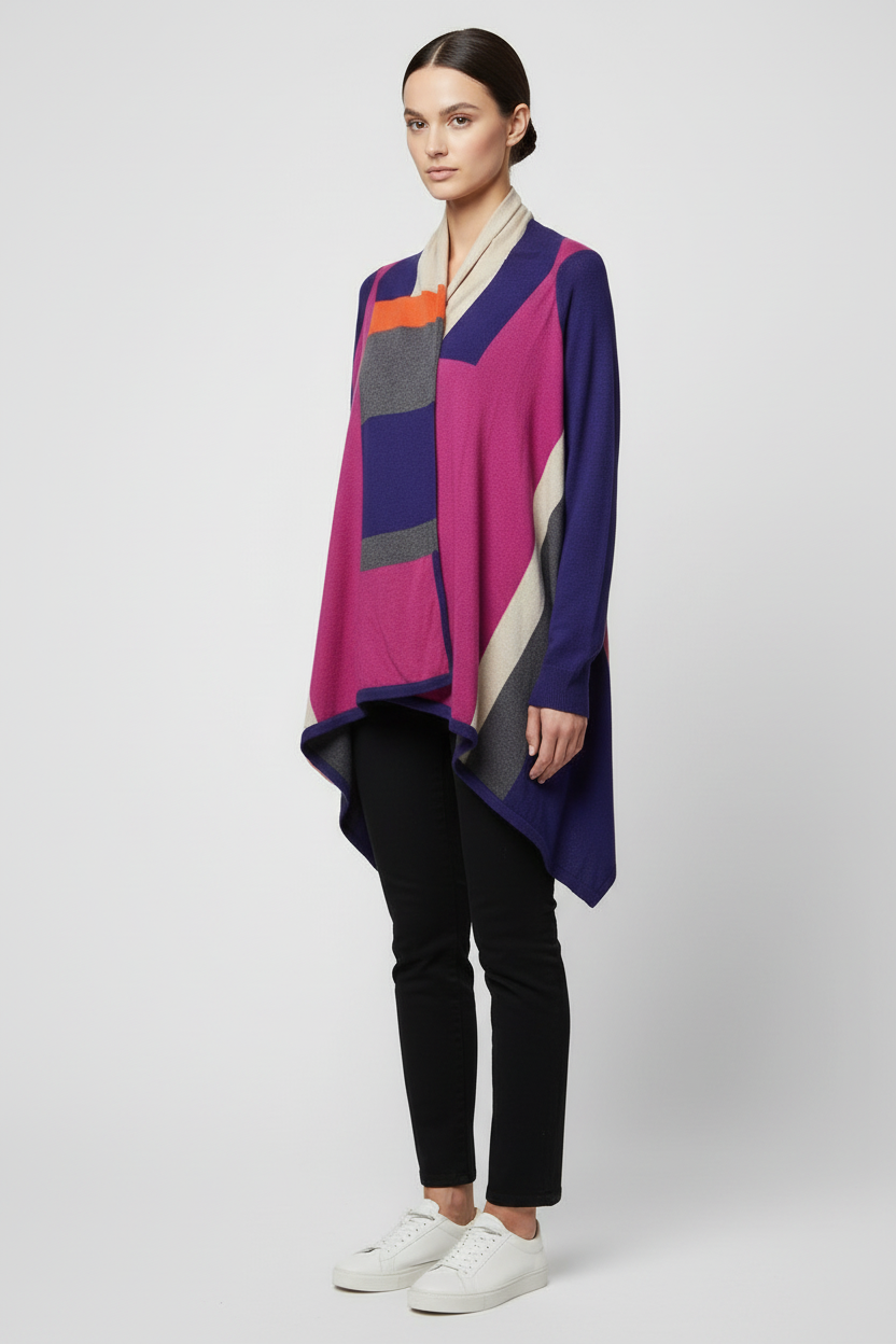 ESPRIT Damen Strickjacke Blau Pink Mehrfarbig Größe M