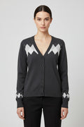 ESPRIT Damen Strickjacke Grau Weiß Größe M