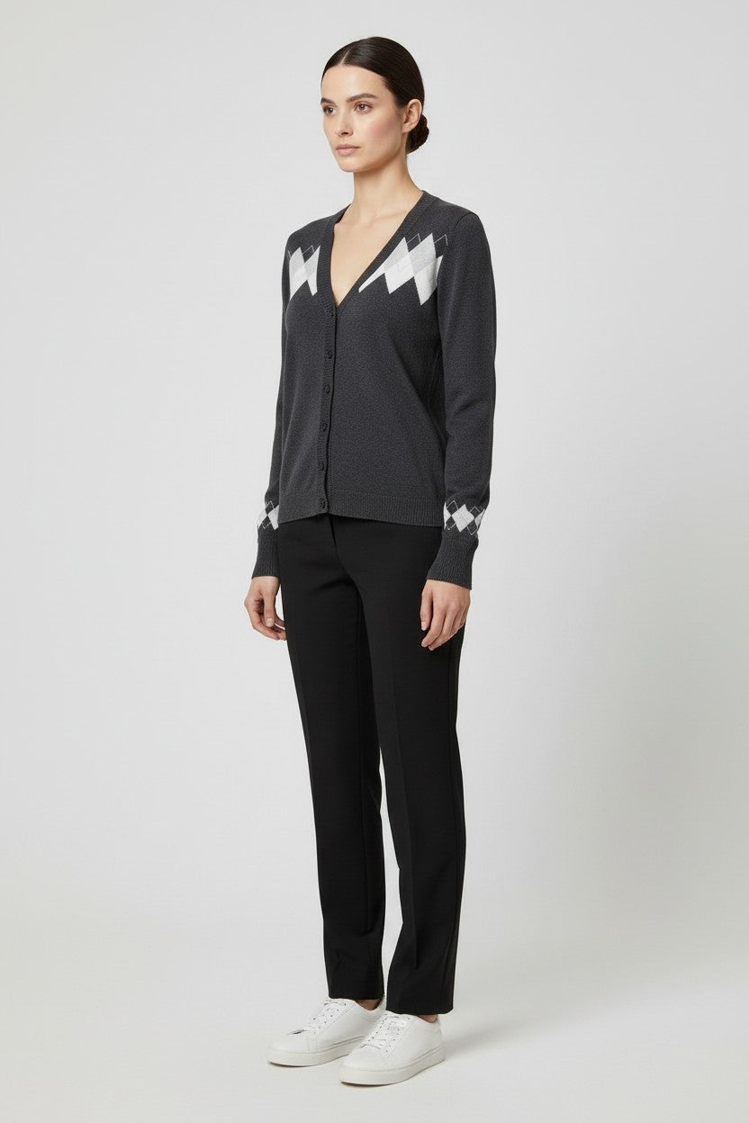 ESPRIT Damen Strickjacke Grau Weiß Größe M
