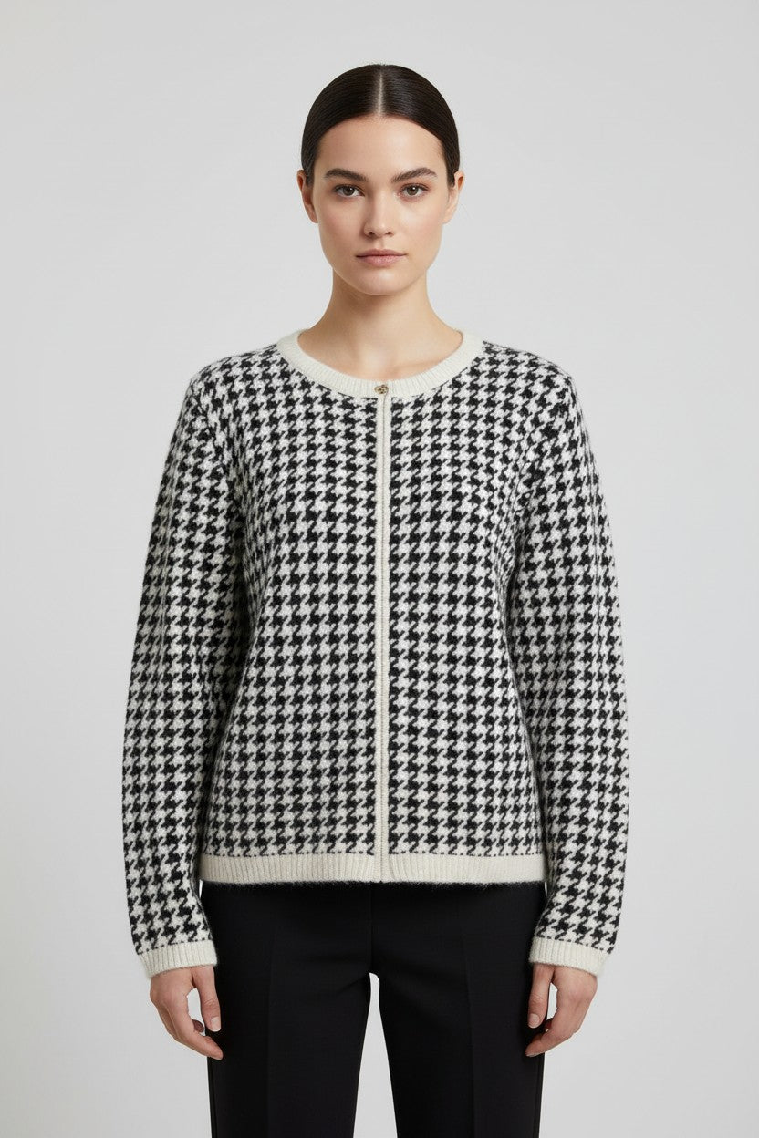 ESPRIT Damen Strickjacke Schwarz Weiß Größe L