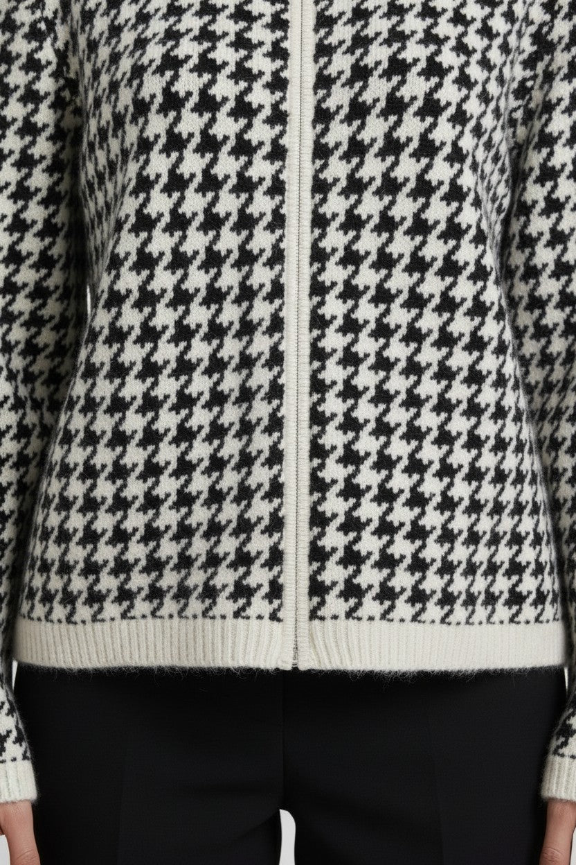 ESPRIT Damen Strickjacke Schwarz Weiß Größe L