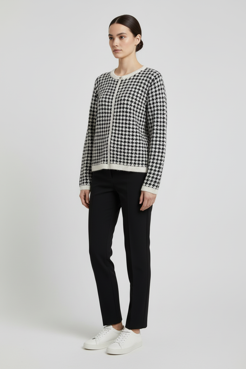 ESPRIT Damen Strickjacke Schwarz Weiß Größe L