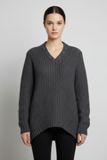 Guess Damen Strickpullover Grau Schwarz Größe L