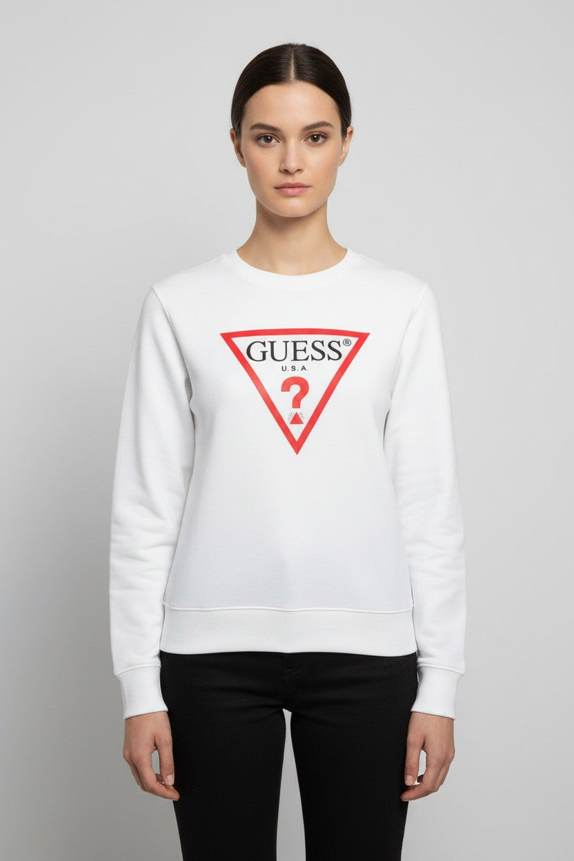 Guess Damen Sweatshirt Weiß Mehrfarbig Größe M