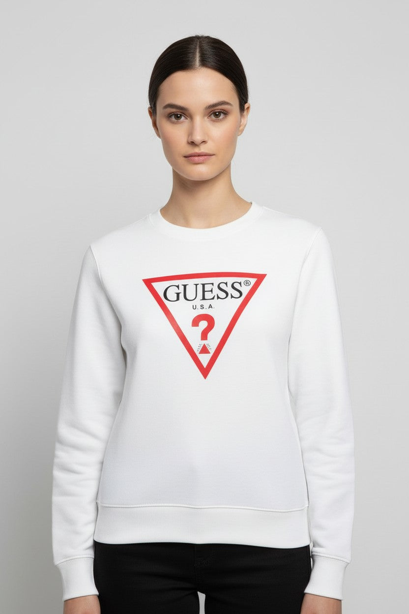 Guess Damen Sweatshirt Weiß Mehrfarbig Größe M