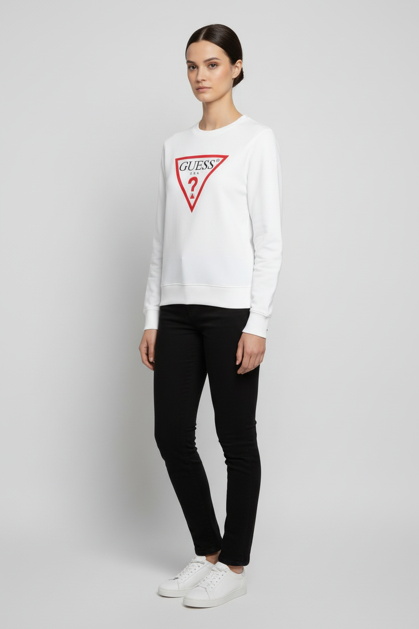Guess Damen Sweatshirt Weiß Mehrfarbig Größe M