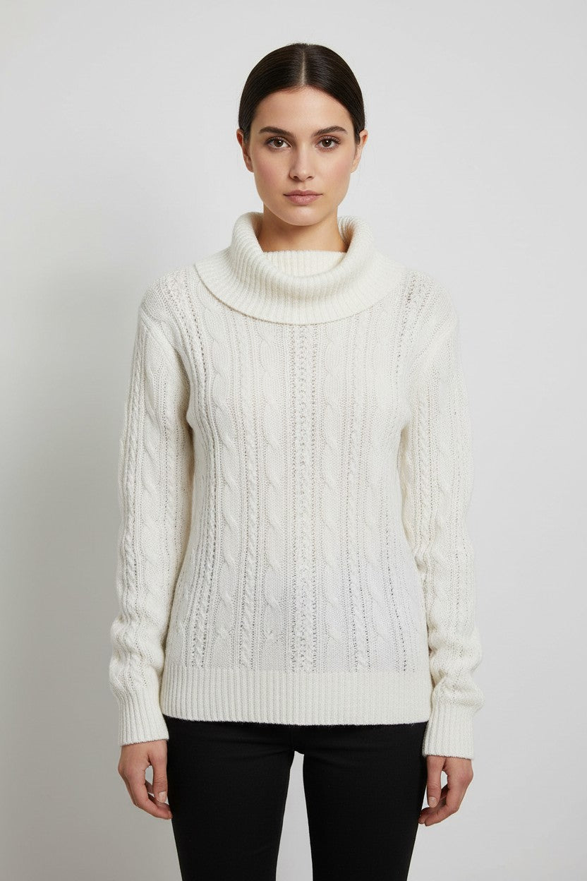 Tommy Hilfiger Damen Rollkragenpullover Weiß Größe L