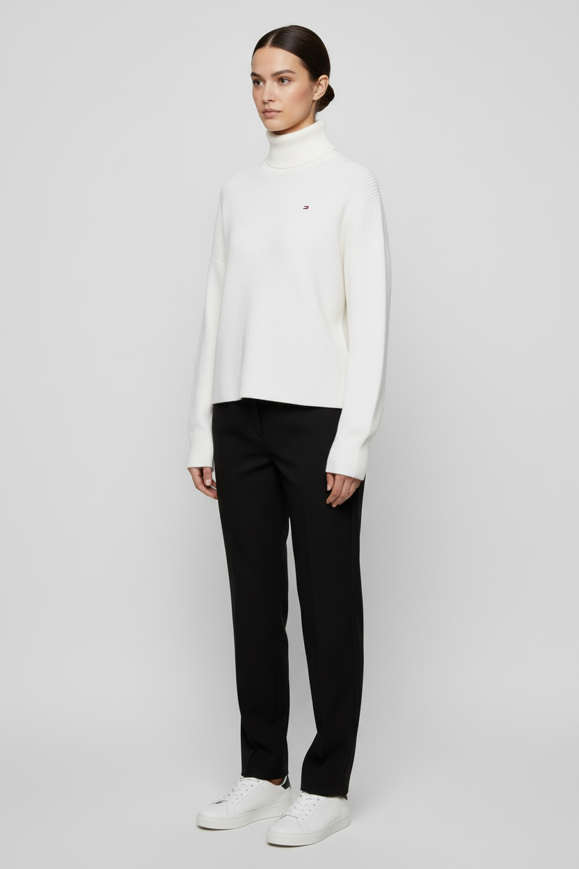 Tommy Hilfiger Damen Rollkragenpullover Weiß Größe M