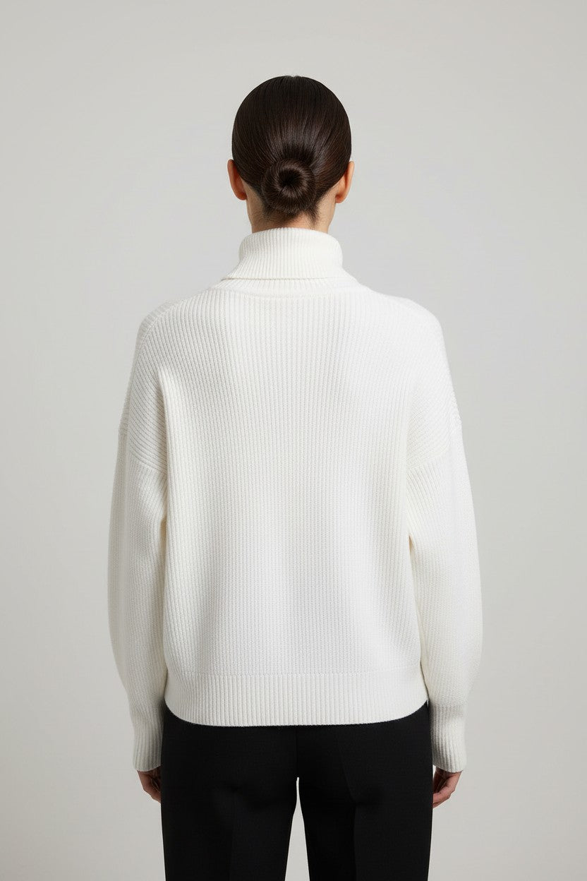 Tommy Hilfiger Damen Rollkragenpullover Weiß Größe M