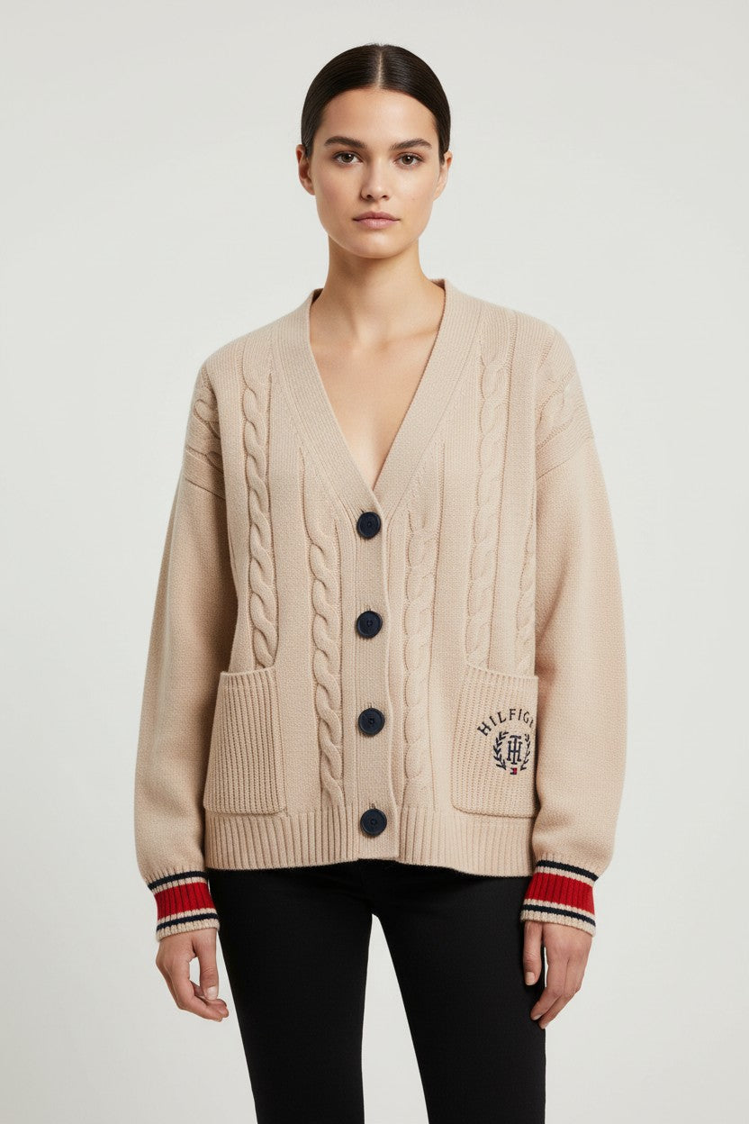 Tommy Hilfiger Damen Strickjacke Beige Größe M