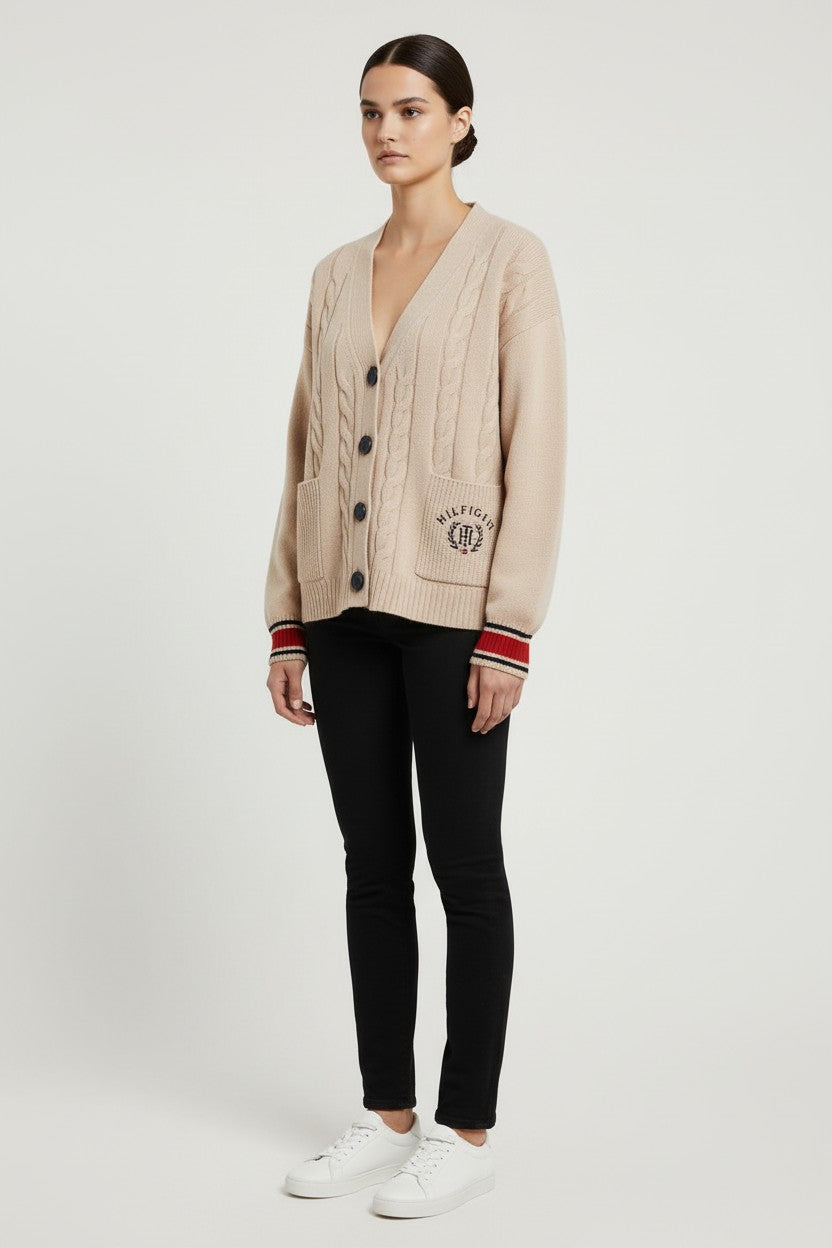 Tommy Hilfiger Damen Strickjacke Beige Größe M