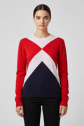 Tommy Hilfiger Damen Strickpullover Rot Blau Weiß Größe L