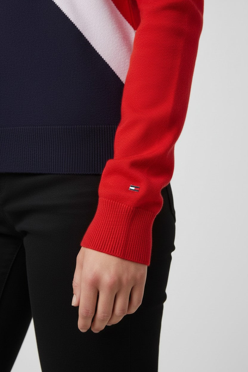 Tommy Hilfiger Damen Strickpullover Rot Blau Weiß Größe L