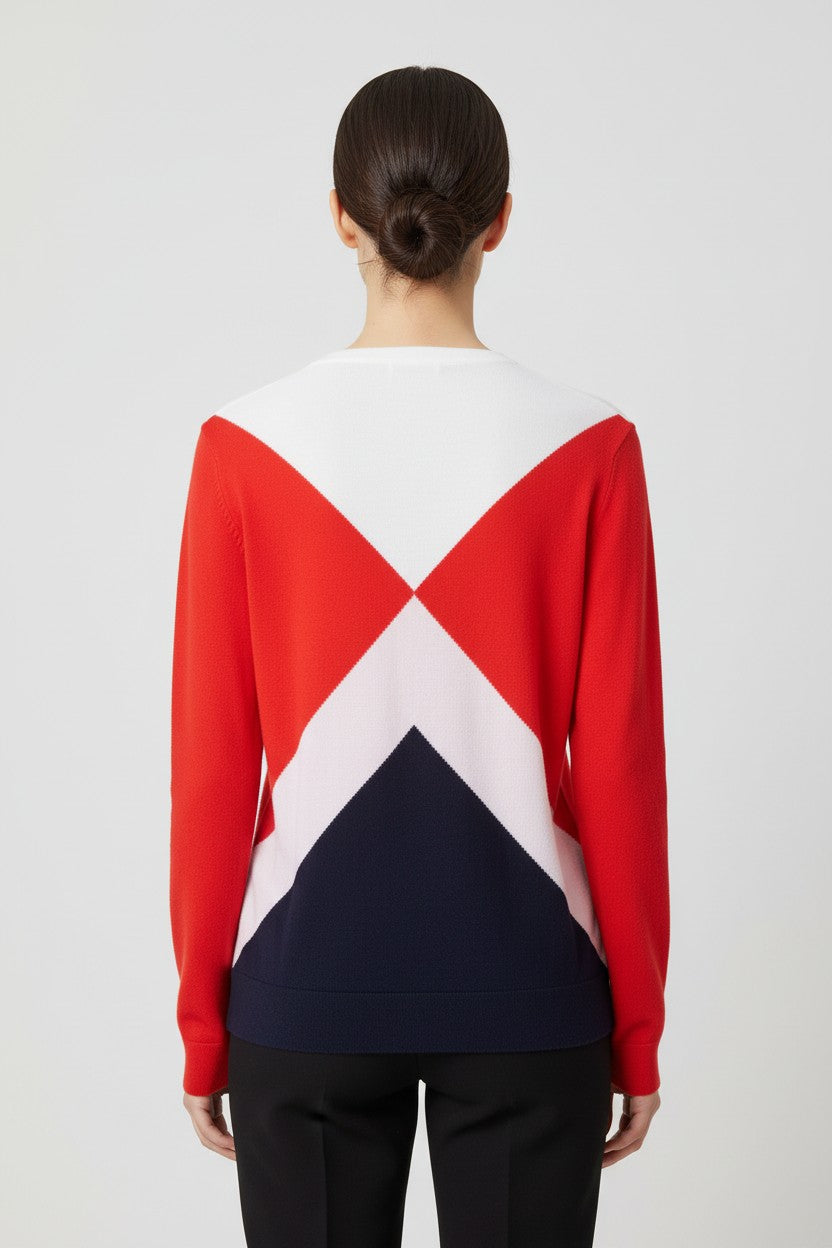 Tommy Hilfiger Damen Strickpullover Rot Blau Weiß Größe L
