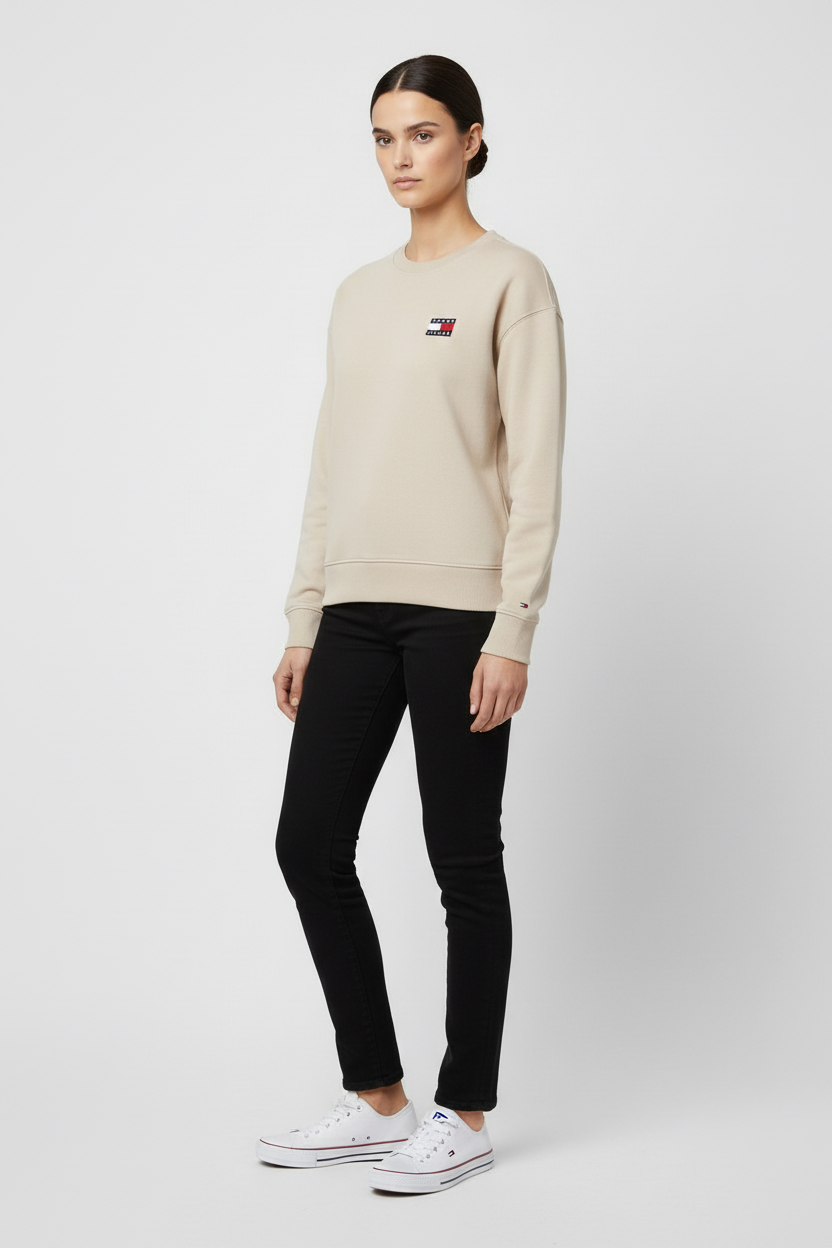 Tommy Hilfiger Jeans Damen Sweatshirt Beige Größe S