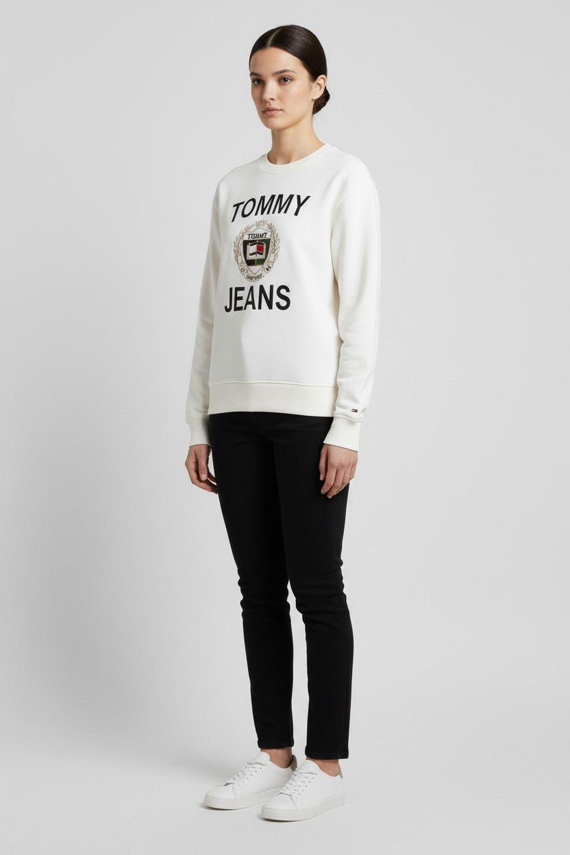 Tommy Hilfiger Jeans Damen Sweatshirt Weiß Größe M