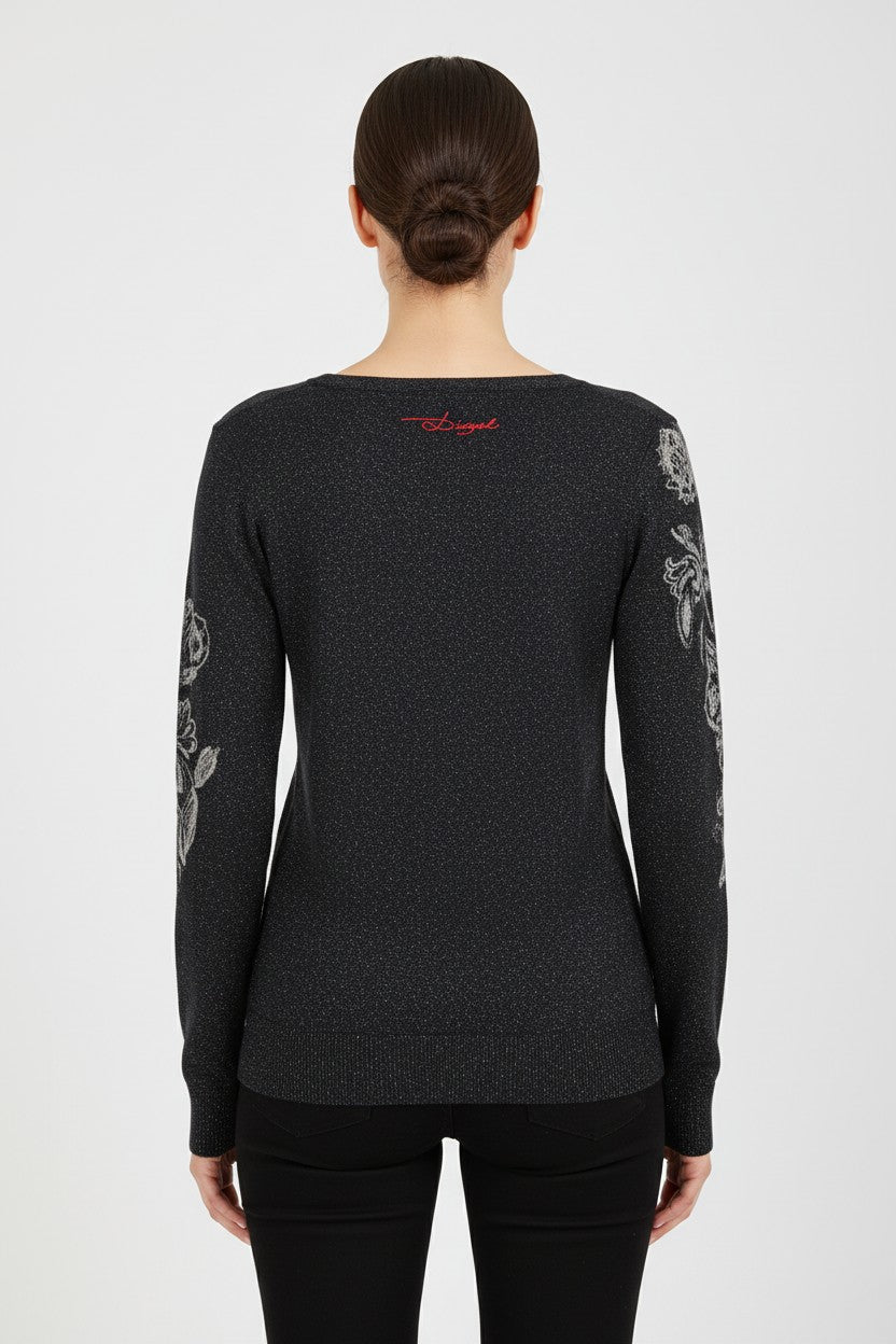 Desigual Damen Strickpullover Blau Mehrfarbig Größe L