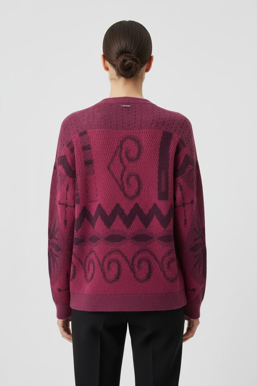 Desigual Damen Strickpullover Pink Mehrfarbig Größe L