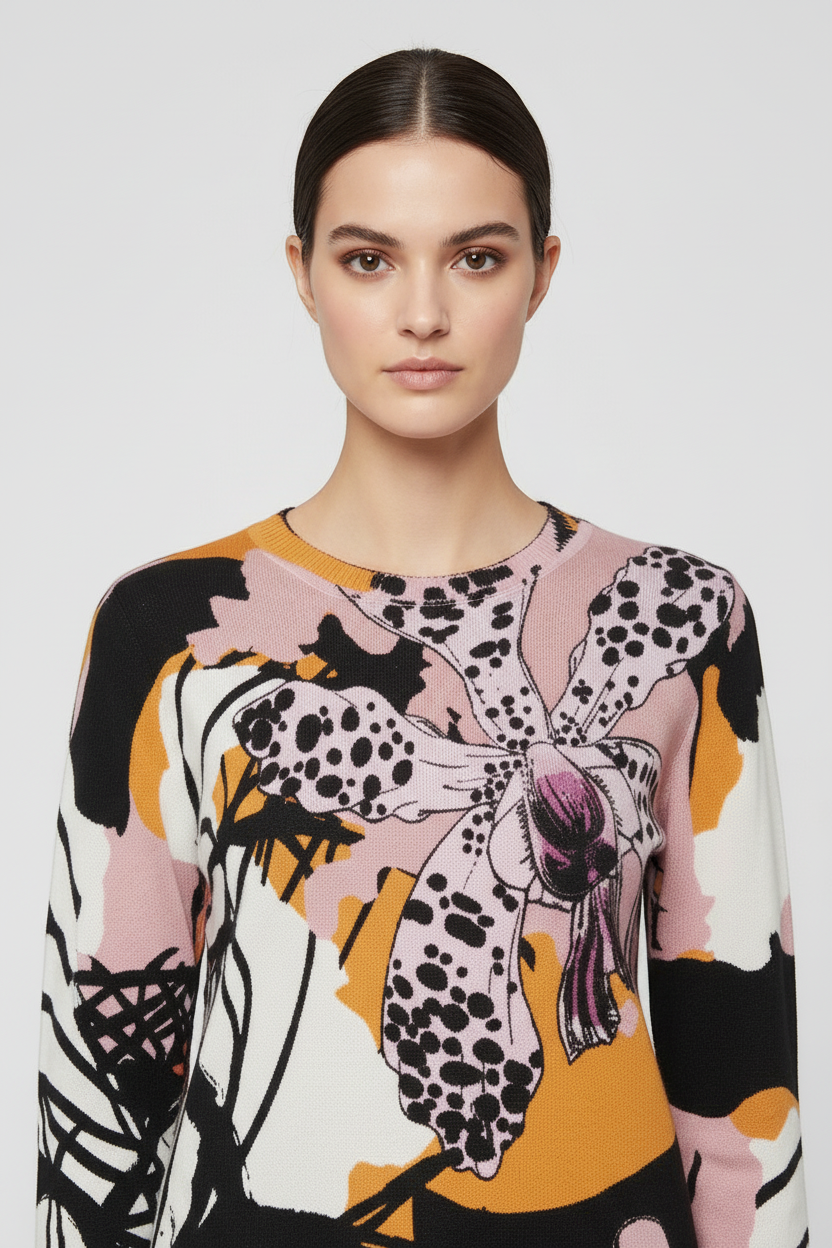 Desigual Damen Strickpullover Weiß Mehrfarbig Größe L